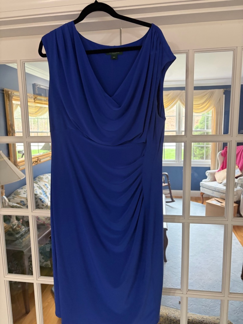 Woman’s Ralph Lauren Royal Blue Draped Cowl Neck Dress